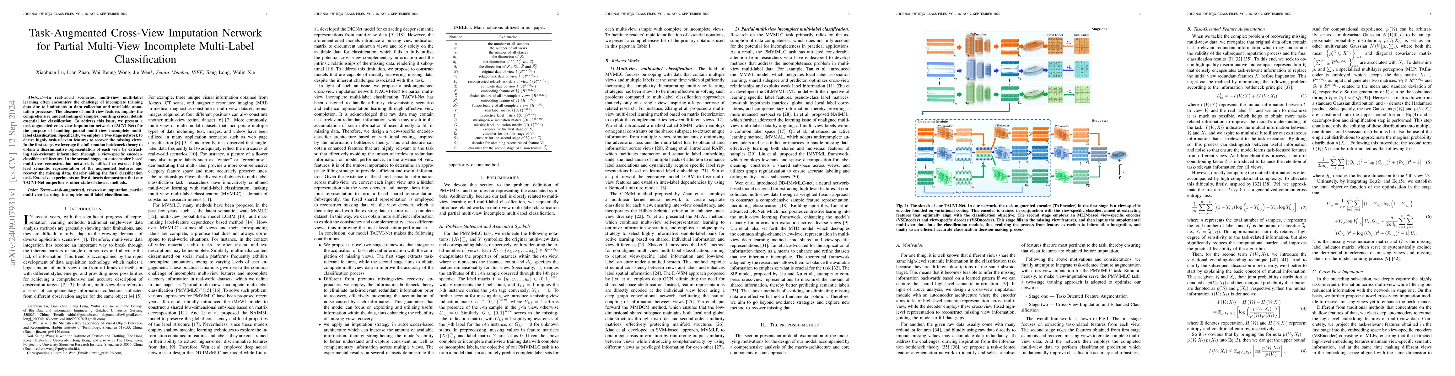 Thumbnail for Task-Augmented Cross-View Imputation Network for Partial Multi-View
  Incomplete Multi-Label Classification