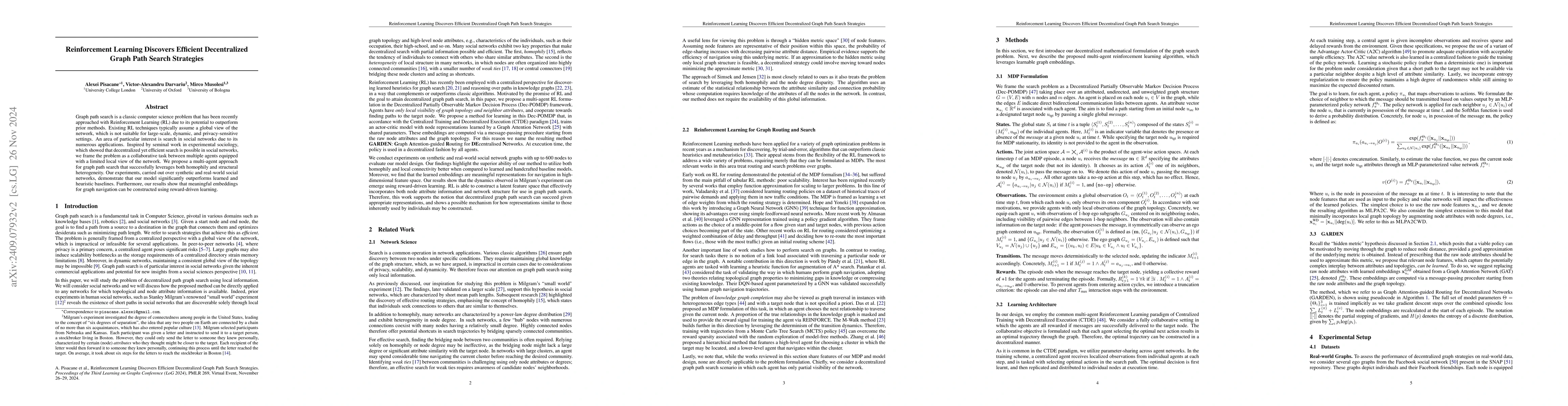 Thumbnail for Reinforcement Learning Discovers Efficient Decentralized Graph Path
  Search Strategies