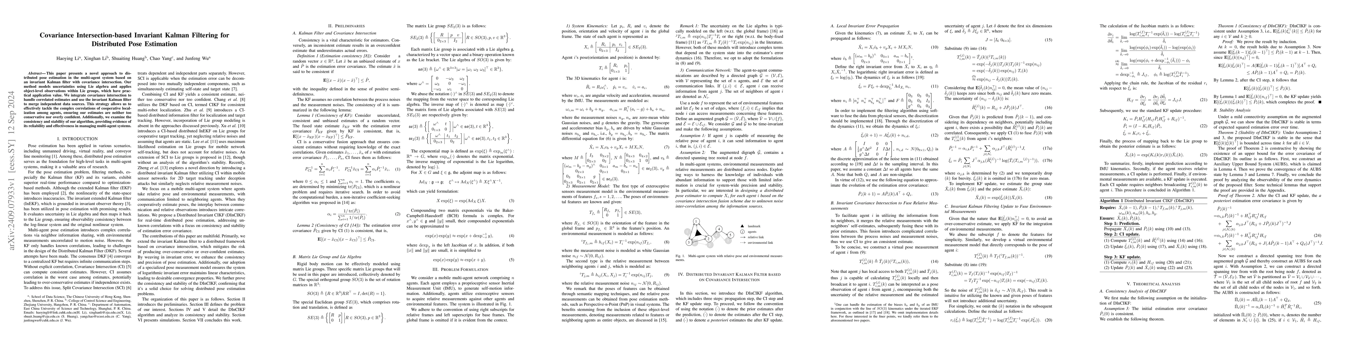 Thumbnail for Covariance Intersection-based Invariant Kalman Filtering(DInCIKF) for
  Distributed Pose Estimation