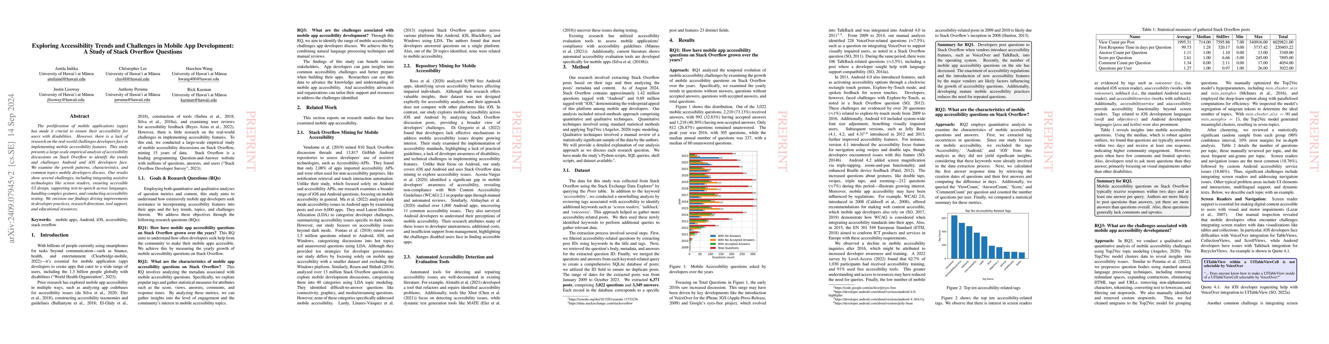 Thumbnail for Exploring Accessibility Trends and Challenges in Mobile App Development:
  A Study of Stack Overflow Questions