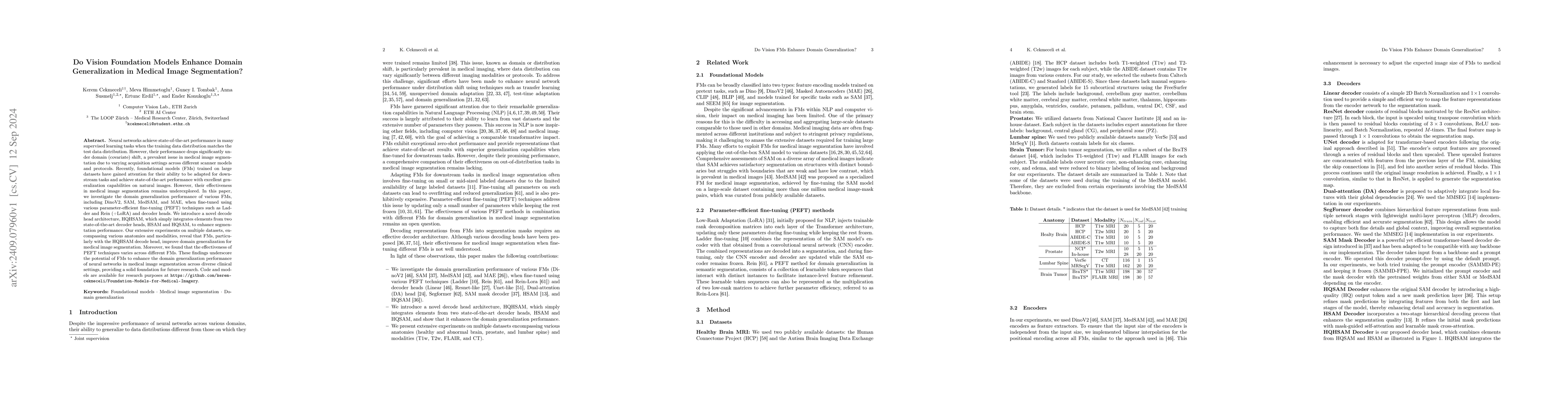 Thumbnail for Do Vision Foundation Models Enhance Domain Generalization in Medical
  Image Segmentation?
