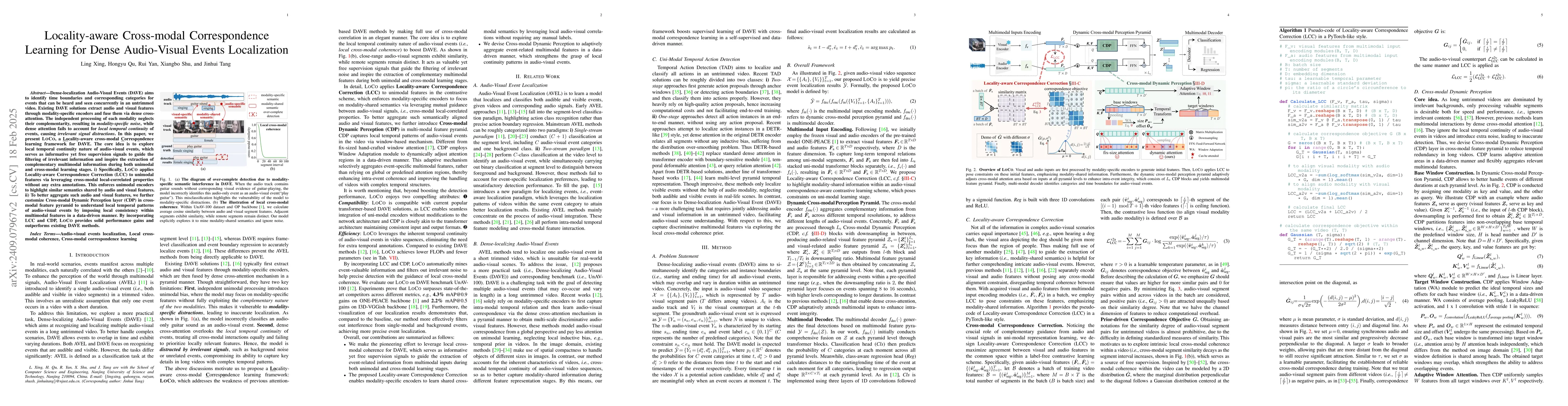 Thumbnail for Locality-aware Cross-modal Correspondence Learning for Dense
  Audio-Visual Events Localization