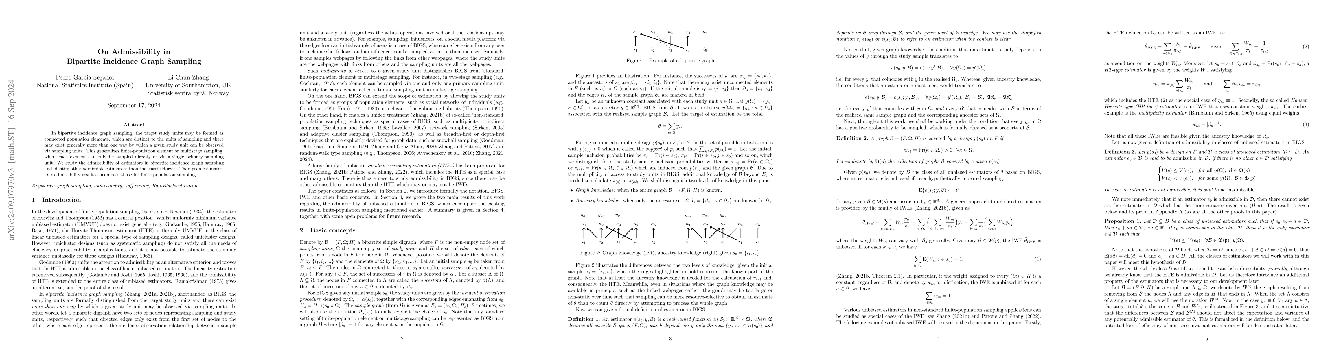 Thumbnail for On Admissibility in Bipartite Incidence Graph Sampling
