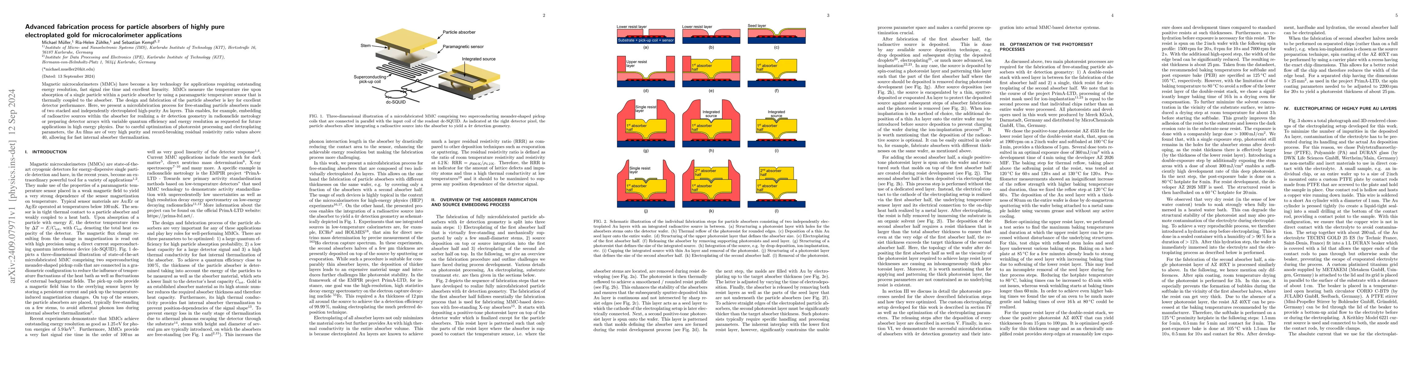Thumbnail for Advanced fabrication process for particle absorbers of highly pure
  electroplated gold for microcalorimeter applications