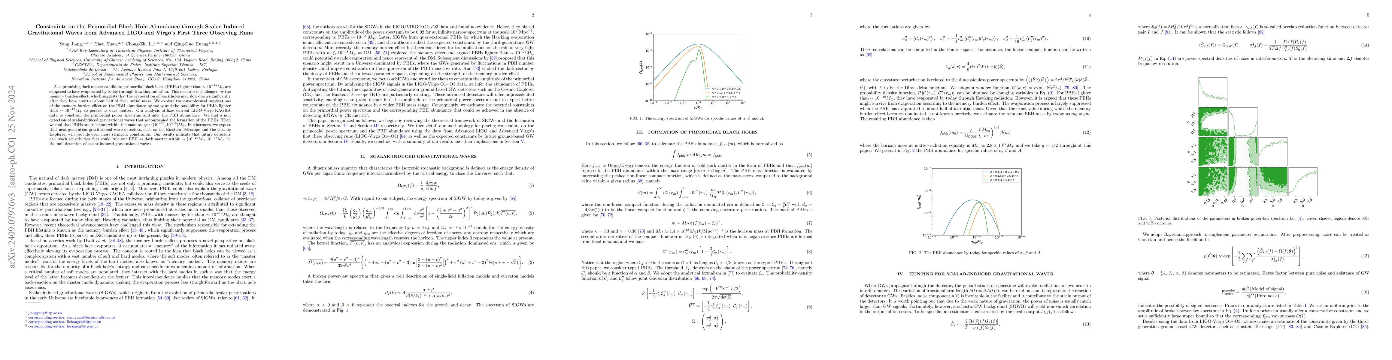 Thumbnail for Constraints on the Primordial Black Hole Abundance through
  Scalar-Induced Gravitational Waves from Advanced LIGO and Virgo's First Three
  Observing Runs