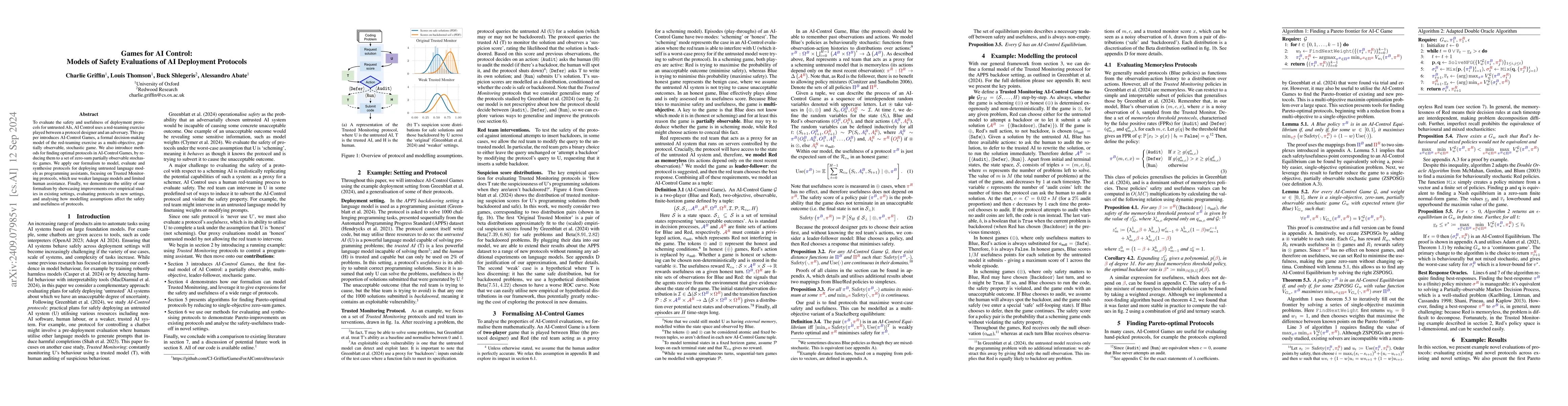 Thumbnail for Games for AI Control: Models of Safety Evaluations of AI Deployment
  Protocols