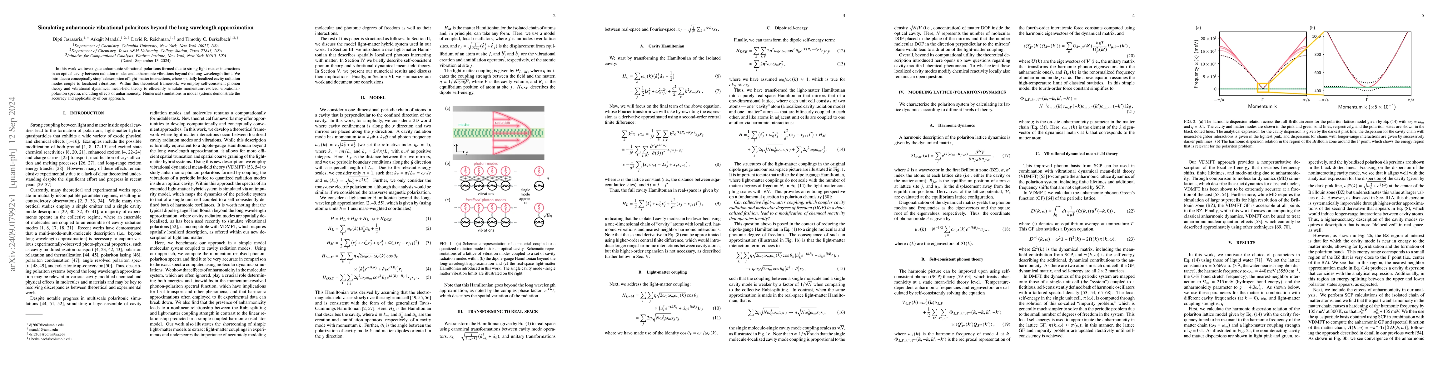 Thumbnail for Simulating anharmonic vibrational polaritons beyond the long wavelength
  approximation