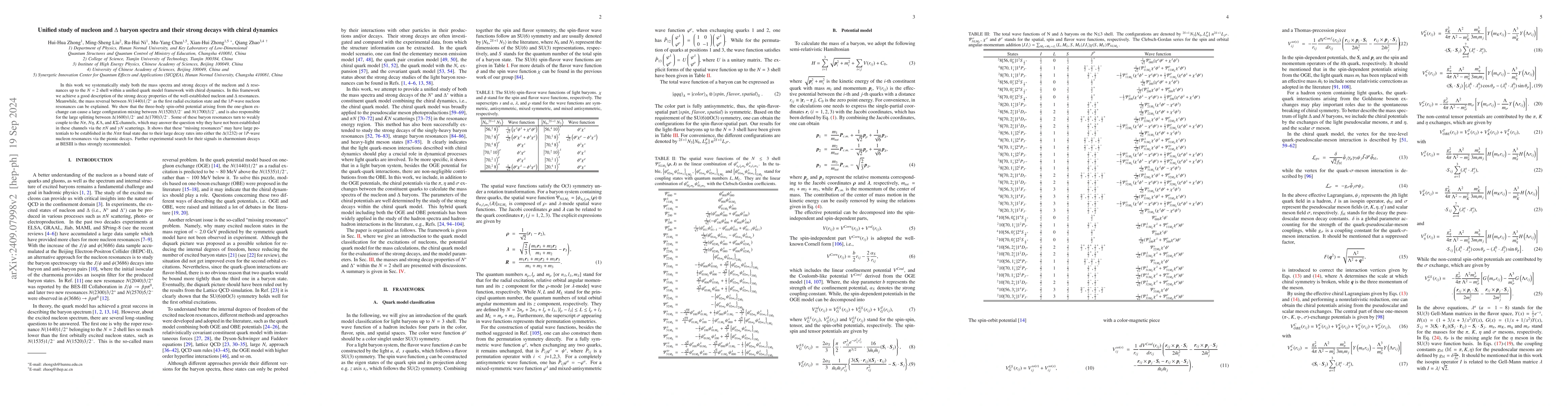 Thumbnail for Unified study of nucleon and $Δ$ baryon spectra and their strong
  decays with chiral dynamics