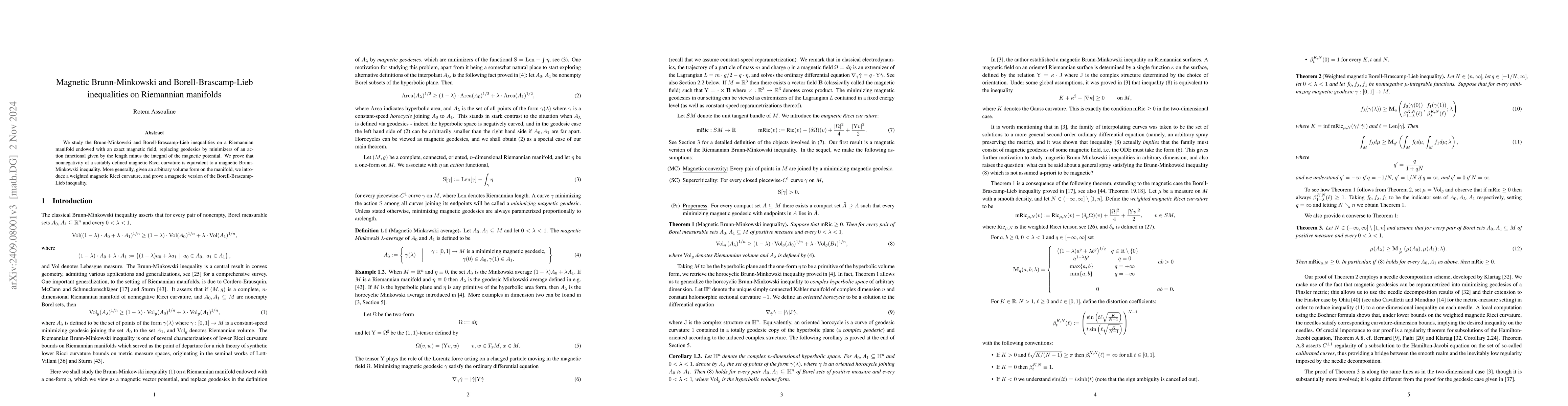 Thumbnail for Magnetic Brunn-Minkowski and Borell-Brascamp-Lieb inequalities on
  Riemannian manifolds