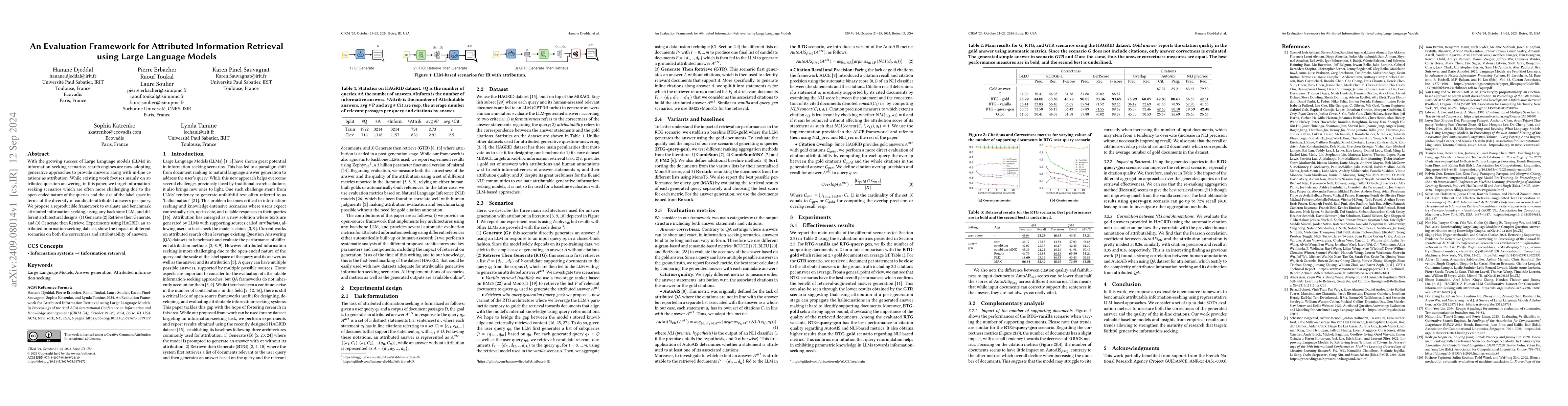Thumbnail for An Evaluation Framework for Attributed Information Retrieval using Large
  Language Models