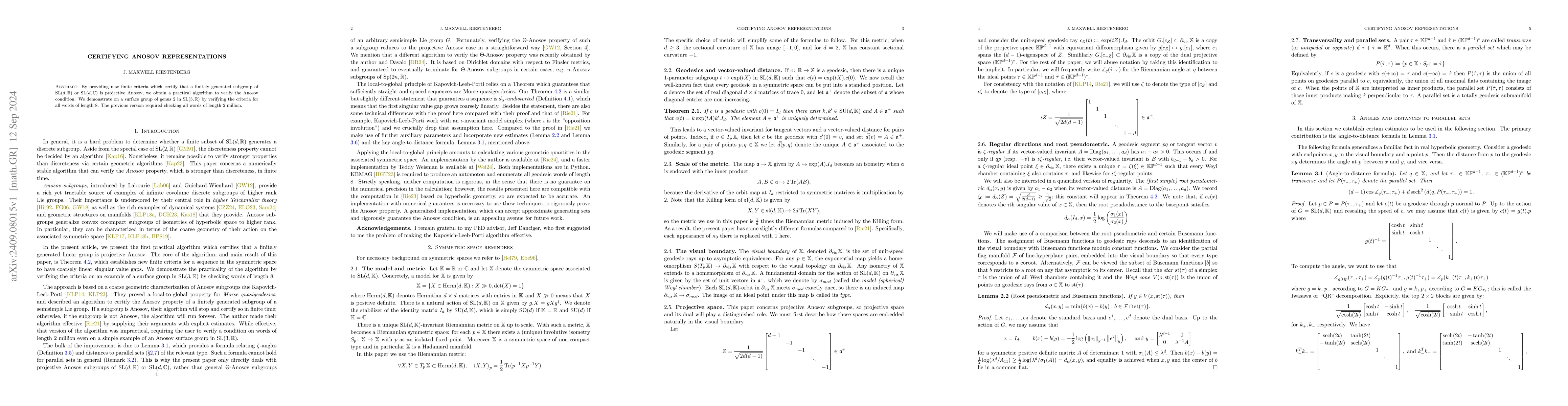 Thumbnail for Certifying Anosov representations