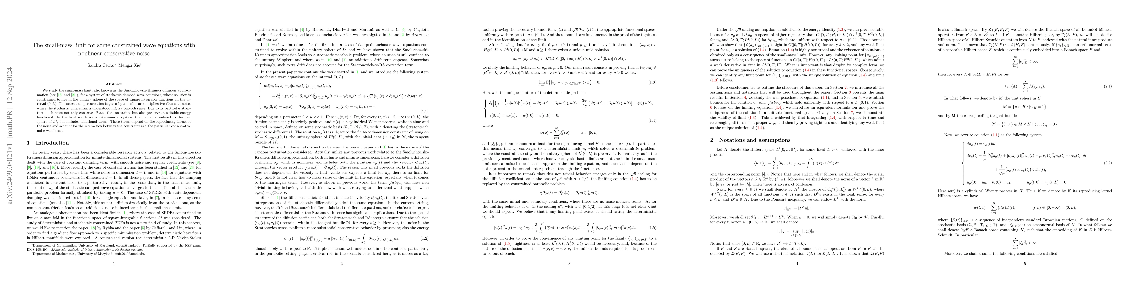 Thumbnail for The small-mass limit for some constrained wave equations with nonlinear
  conservative noise