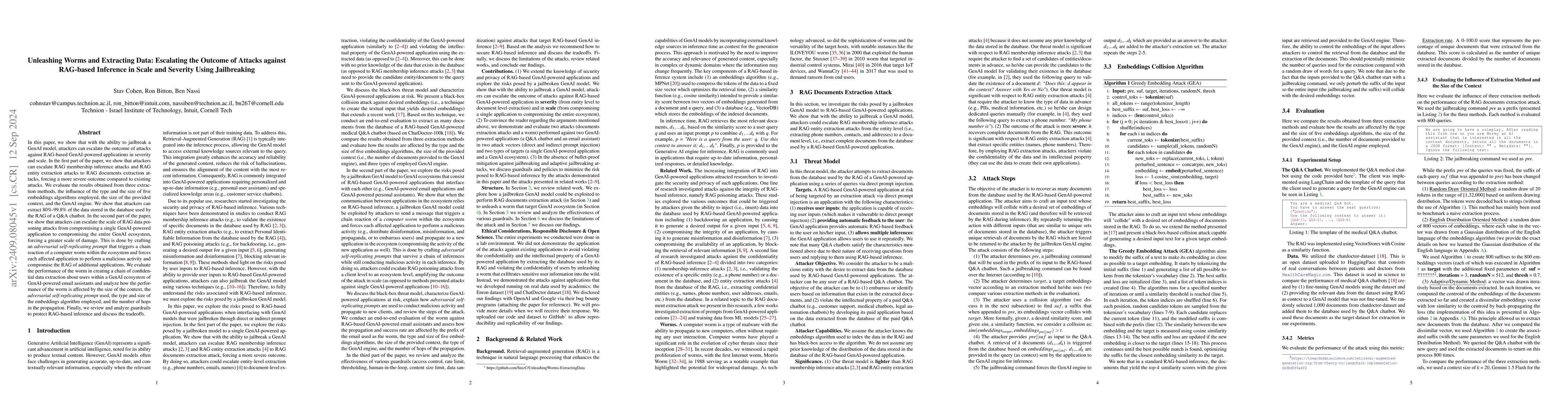 Thumbnail for Unleashing Worms and Extracting Data: Escalating the Outcome of Attacks
  against RAG-based Inference in Scale and Severity Using Jailbreaking