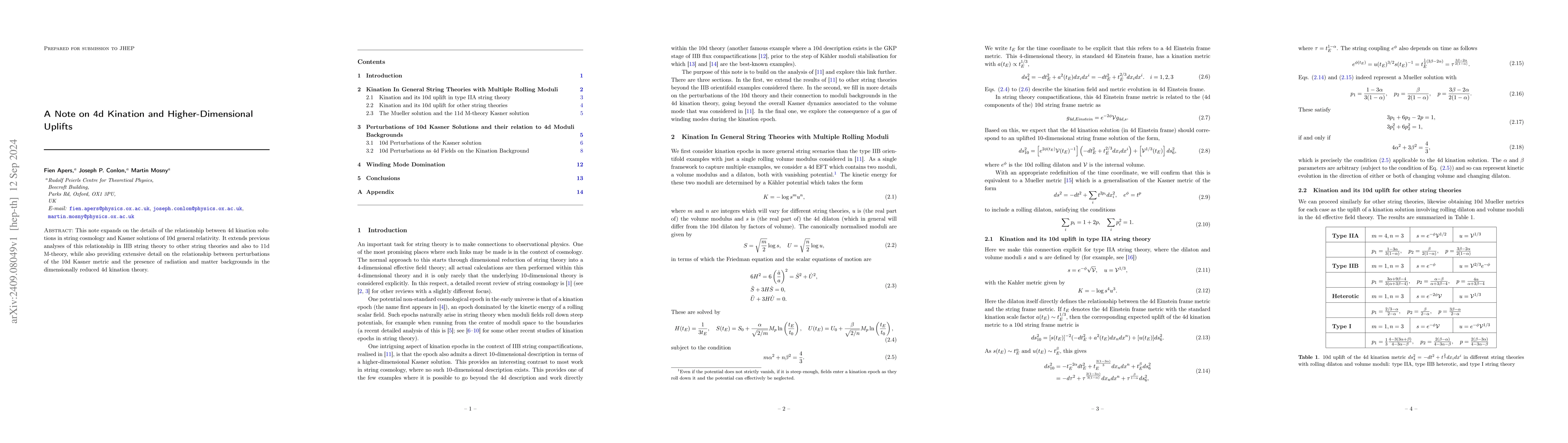 Thumbnail for A Note on 4d Kination and Higher-Dimensional Uplifts