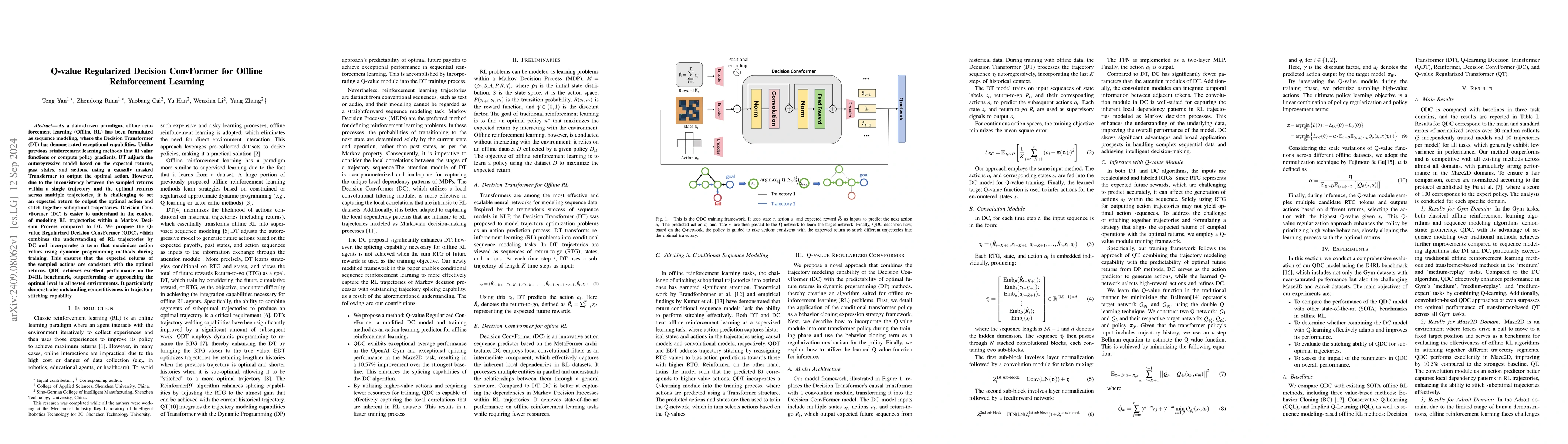 Thumbnail for Q-value Regularized Decision ConvFormer for Offline Reinforcement
  Learning