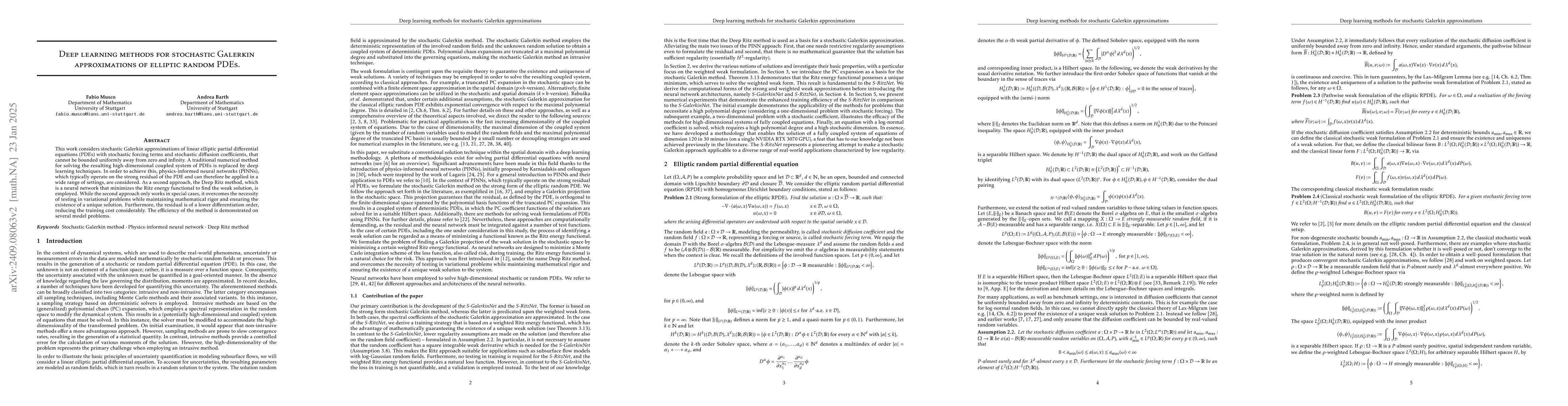 Thumbnail for Deep learning methods for stochastic Galerkin approximations of elliptic
  random PDEs