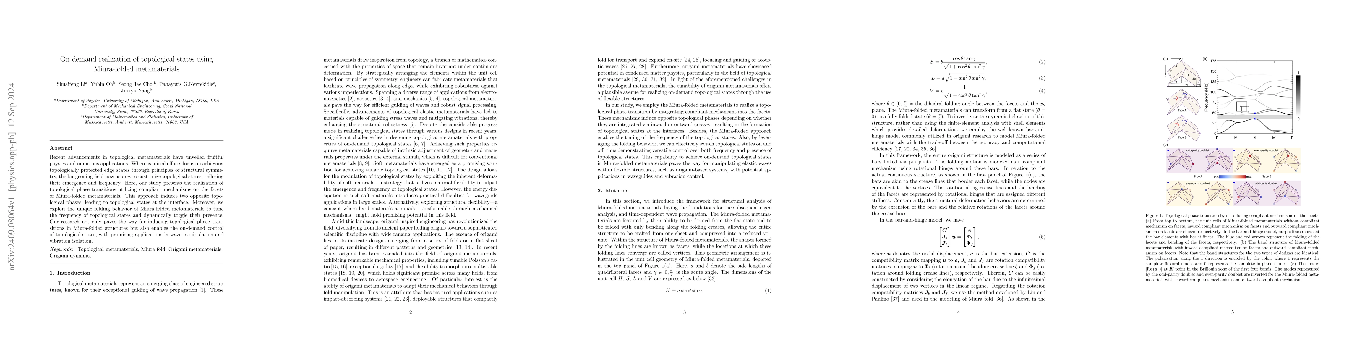 Thumbnail for On-demand realization of topological states using Miura-folded
  metamaterials