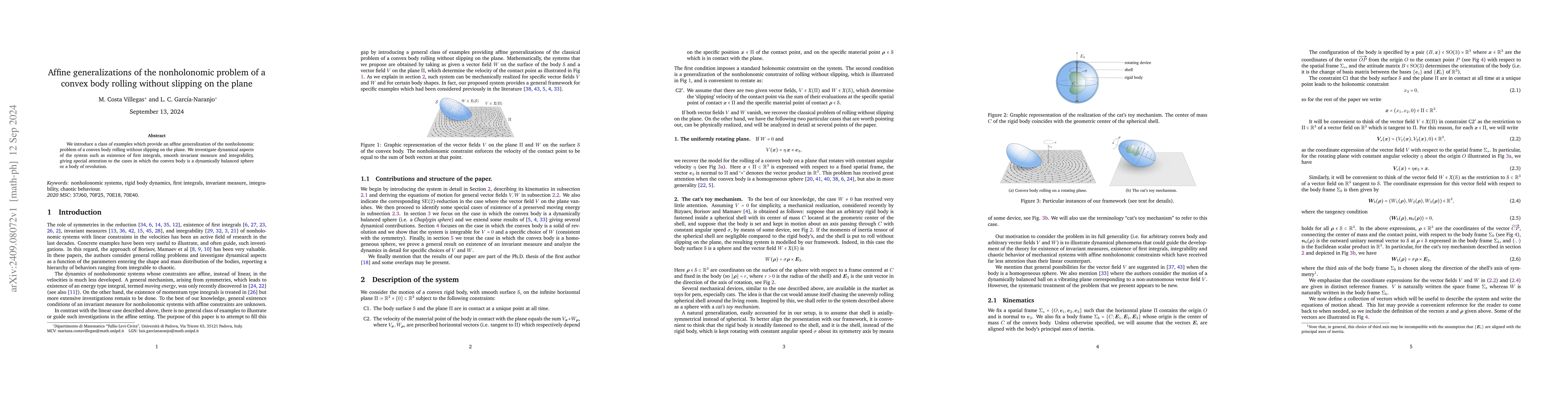 Thumbnail for Affine generalizations of the nonholonomic problem of a convex body
  rolling without slipping on the plane