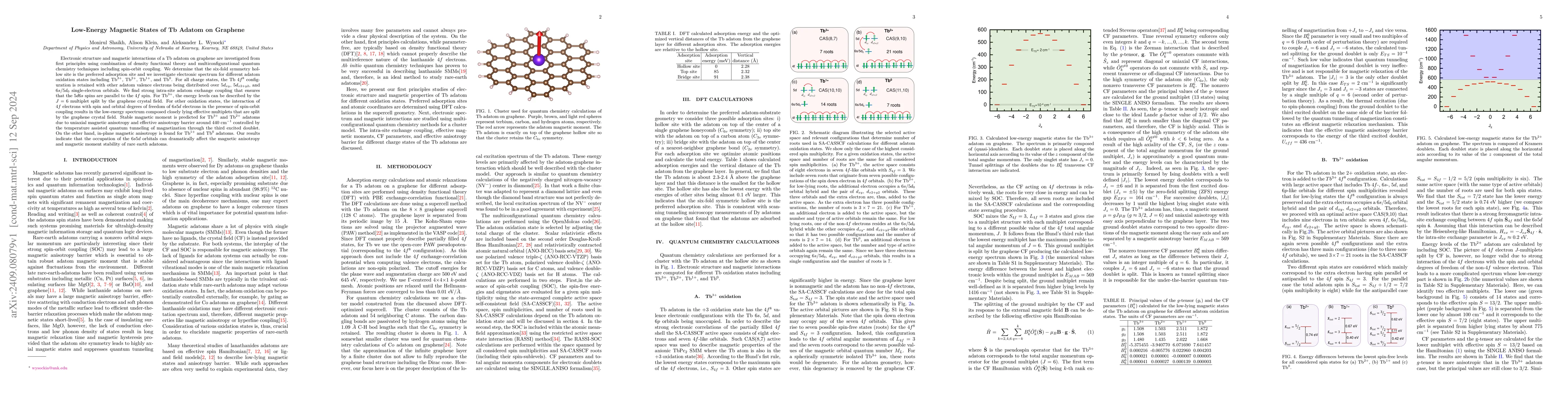 Thumbnail for Low-Energy Magnetic States of Tb Adatom on Graphene