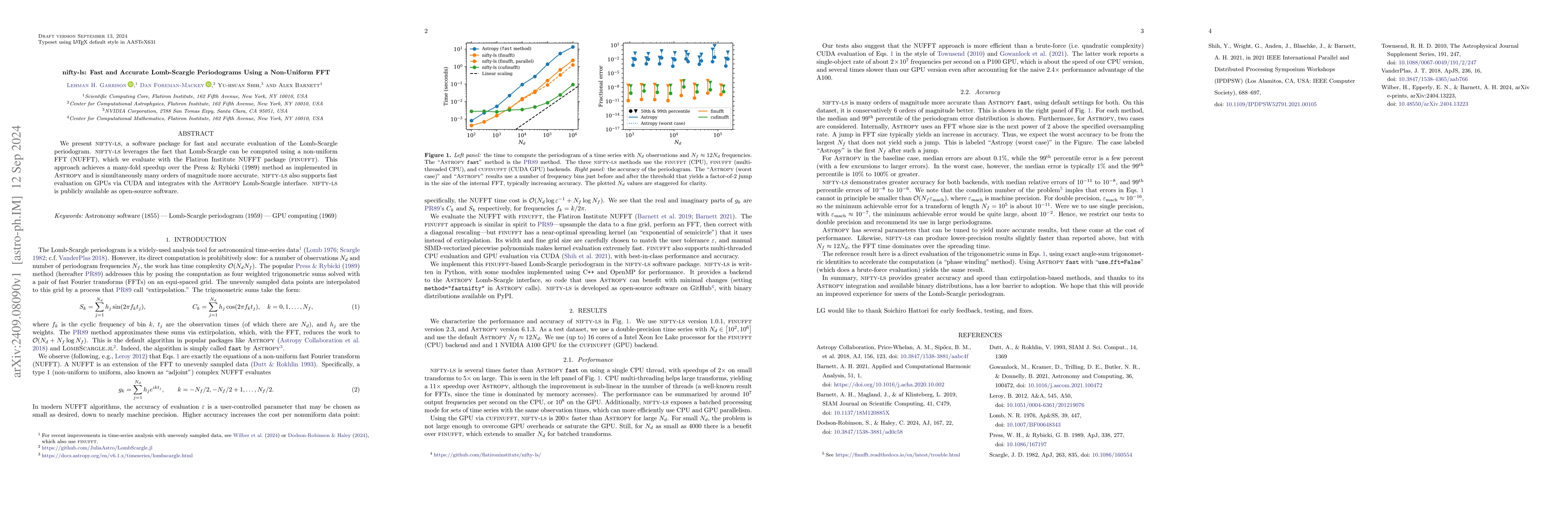 Thumbnail for nifty-ls: Fast and Accurate Lomb-Scargle Periodograms Using a
  Non-Uniform FFT