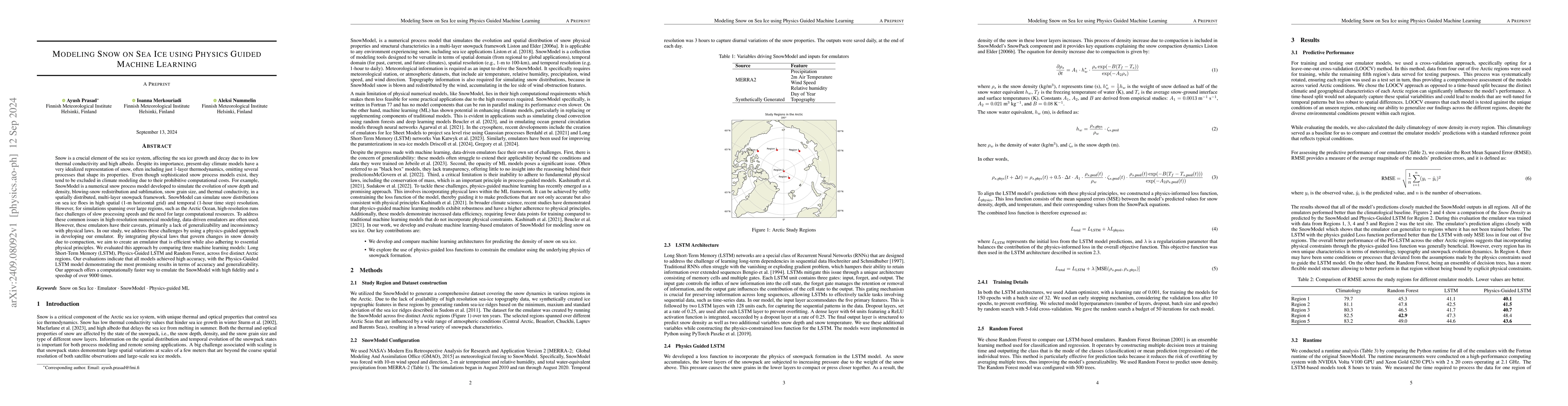 Thumbnail for Modeling Snow on Sea Ice using Physics Guided Machine Learning