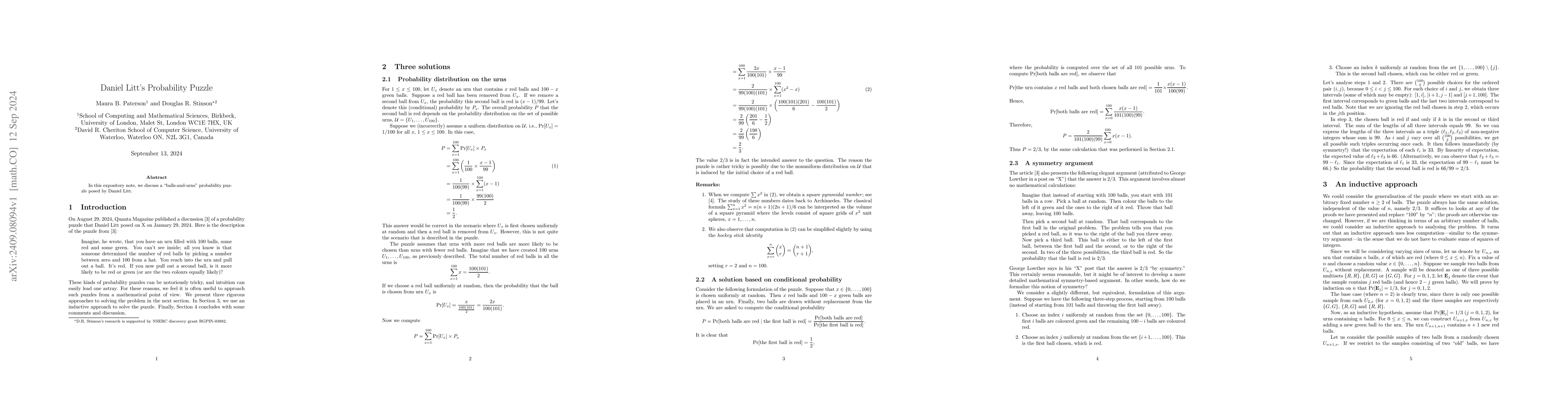 Thumbnail for Daniel Litt's Probability Puzzle