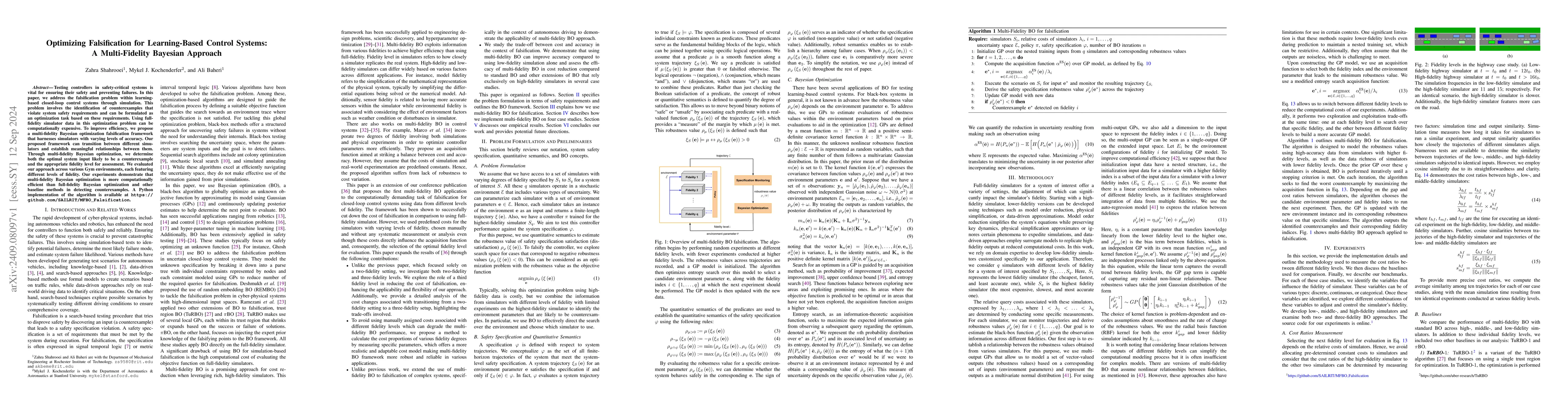 Thumbnail for Optimizing Falsification for Learning-Based Control Systems: A
  Multi-Fidelity Bayesian Approach