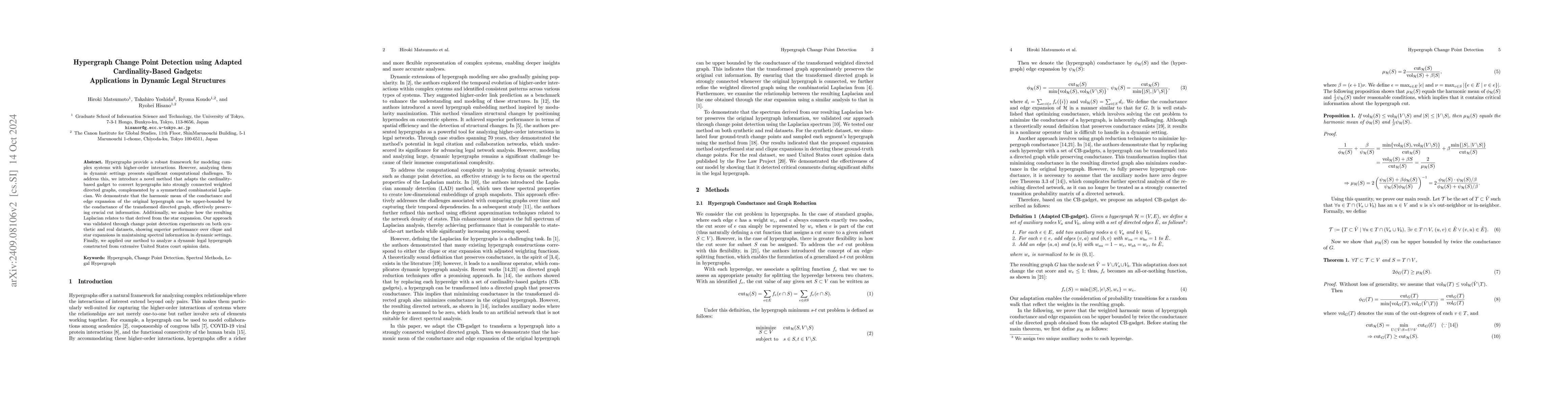 Thumbnail for Hypergraph Change Point Detection using Adapted Cardinality-Based
  Gadgets: Applications in Dynamic Legal Structures
