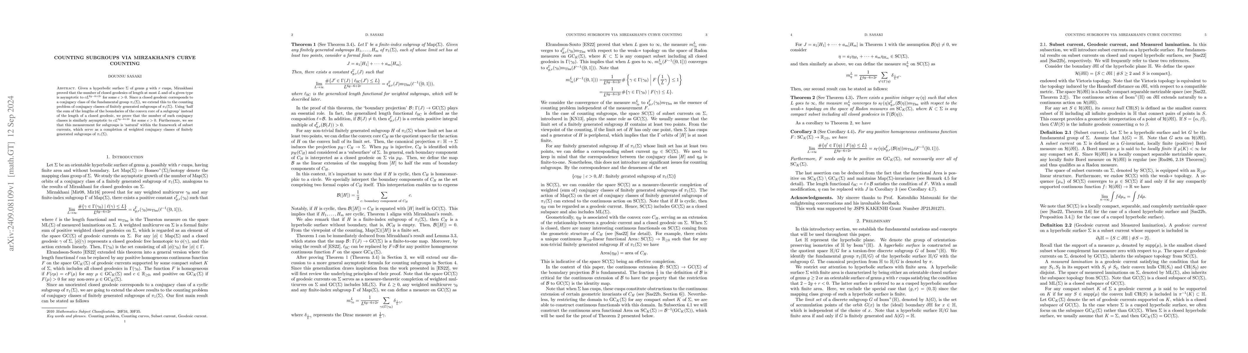 Thumbnail for Counting subgroups via Mirzakhani's curve counting