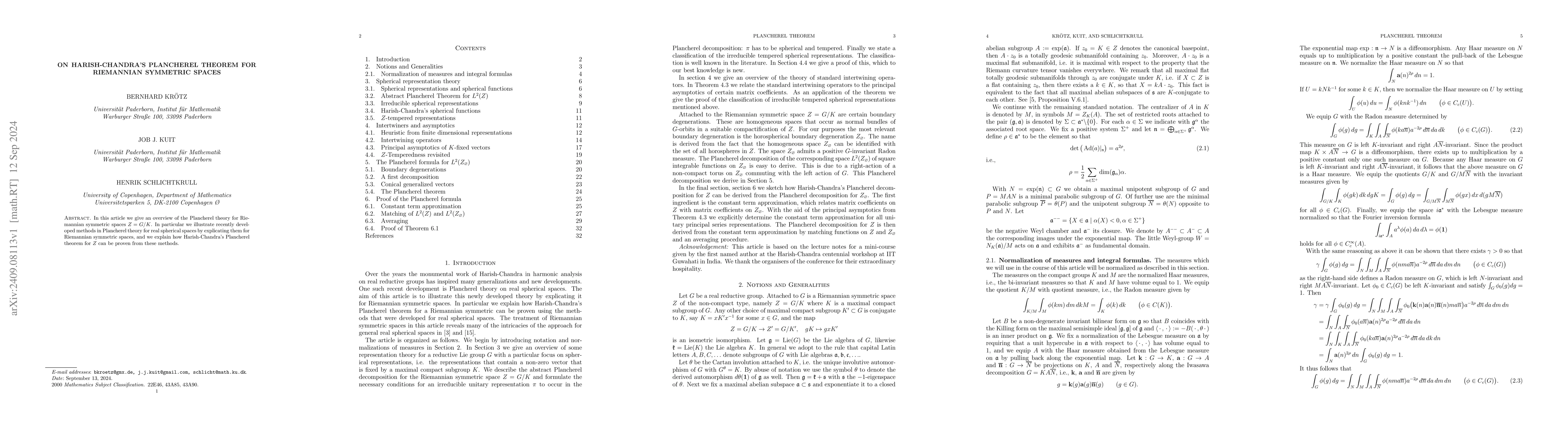 Thumbnail for On Harish-Chandra's Plancherel theorem for Riemannian symmetric spaces