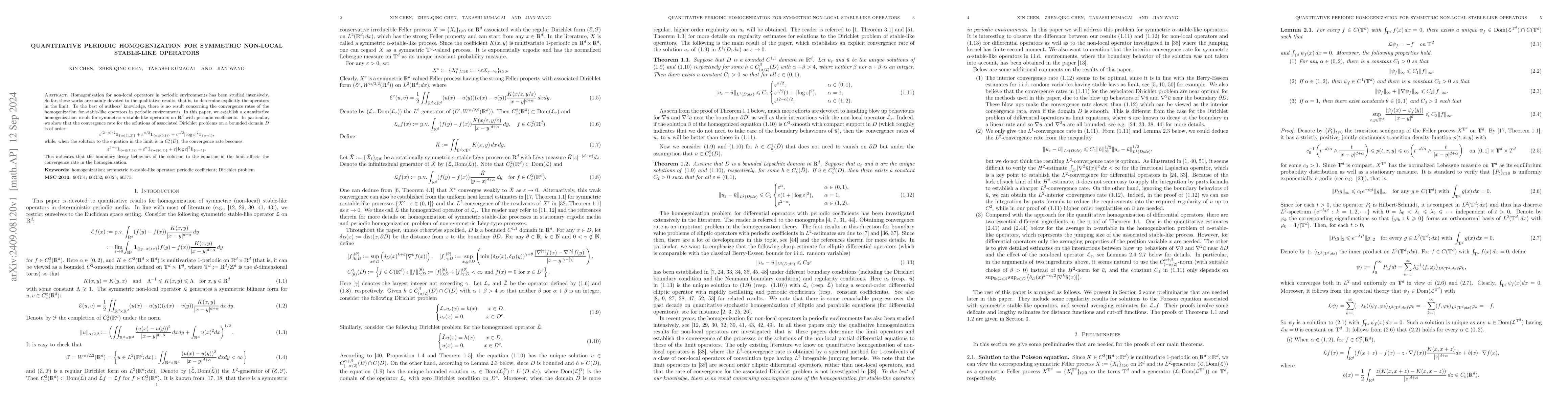 Thumbnail for Quantitative periodic homogenization for symmetric non-local stable-like
  operators