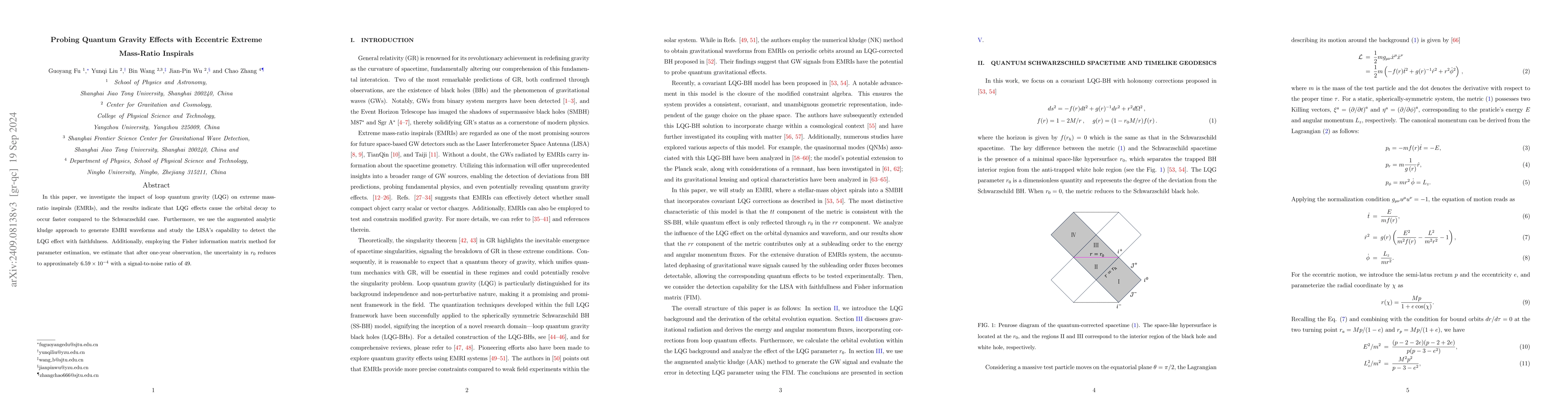Thumbnail for Probing Quantum Gravity Effects with Eccentric Extreme Mass-Ratio
  Inspirals
