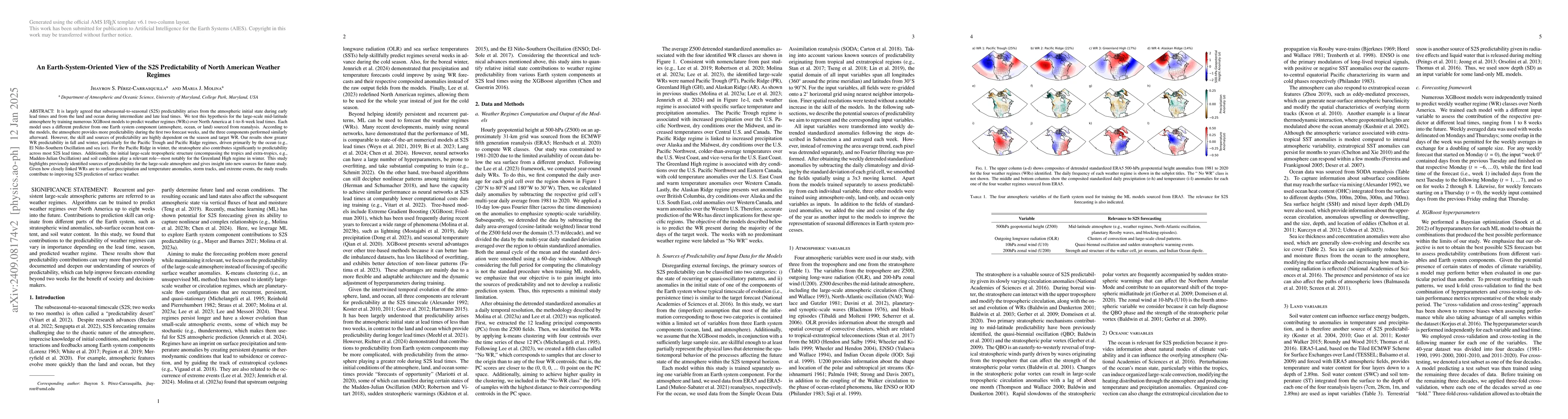 Thumbnail for An Earth-System-Oriented View of the S2S Predictability of North
  American Weather Regimes