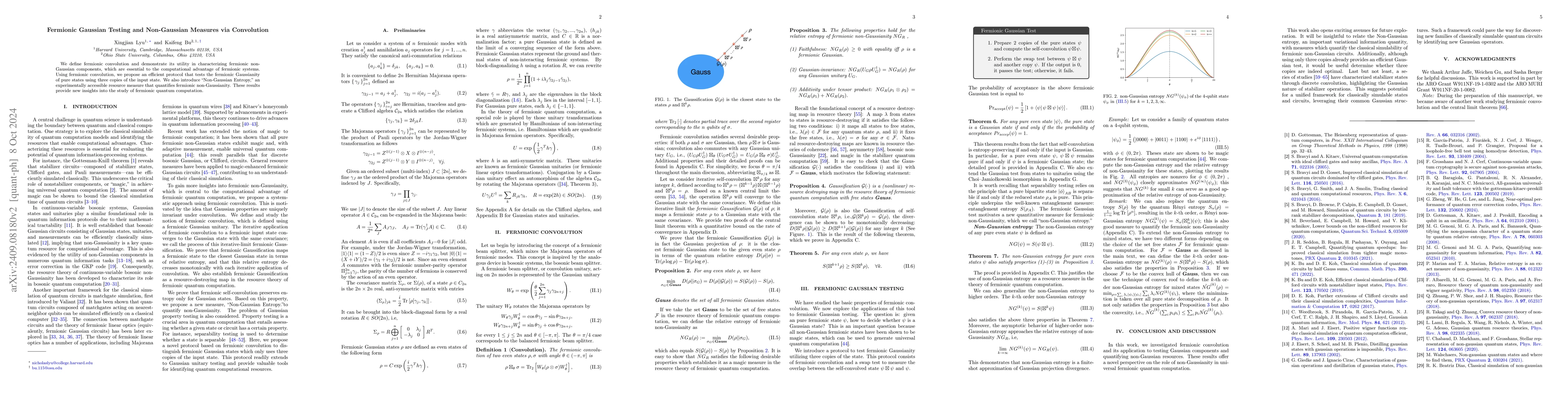 Thumbnail for Fermionic Gaussian Testing and Non-Gaussian Measures via Convolution