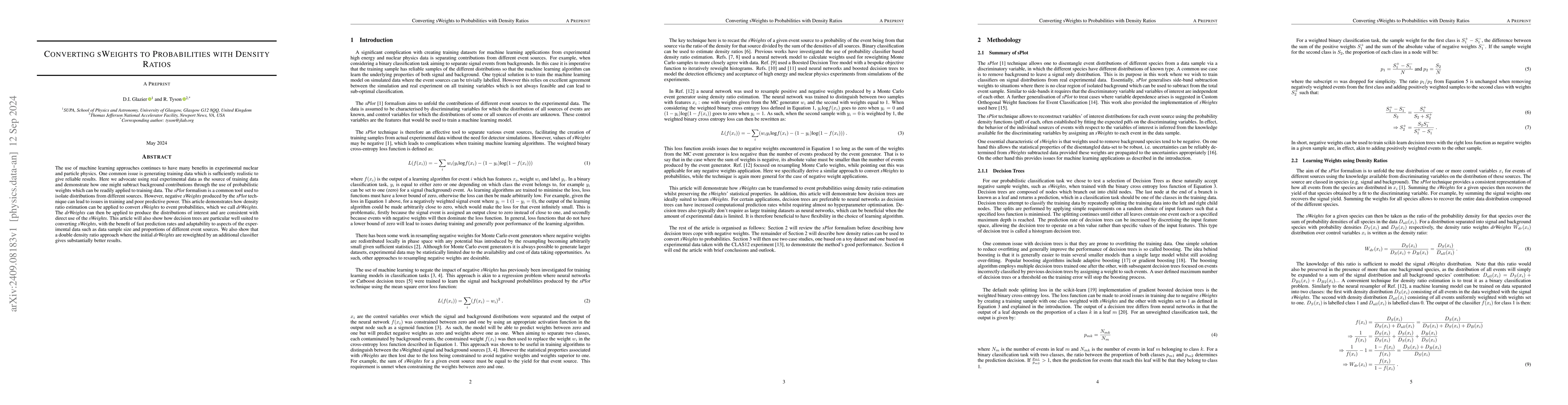 Thumbnail for Converting sWeights to Probabilities with Density Ratios