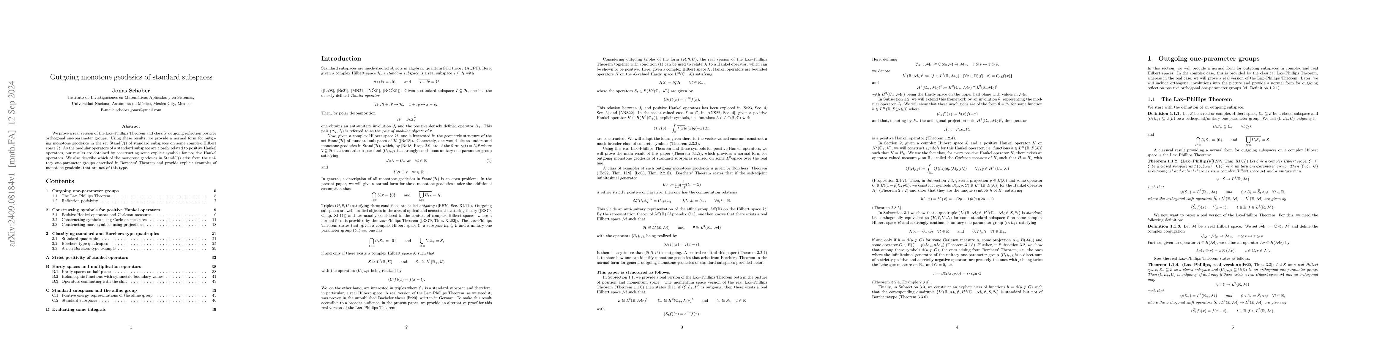 Thumbnail for Outgoing monotone geodesics of standard subspaces