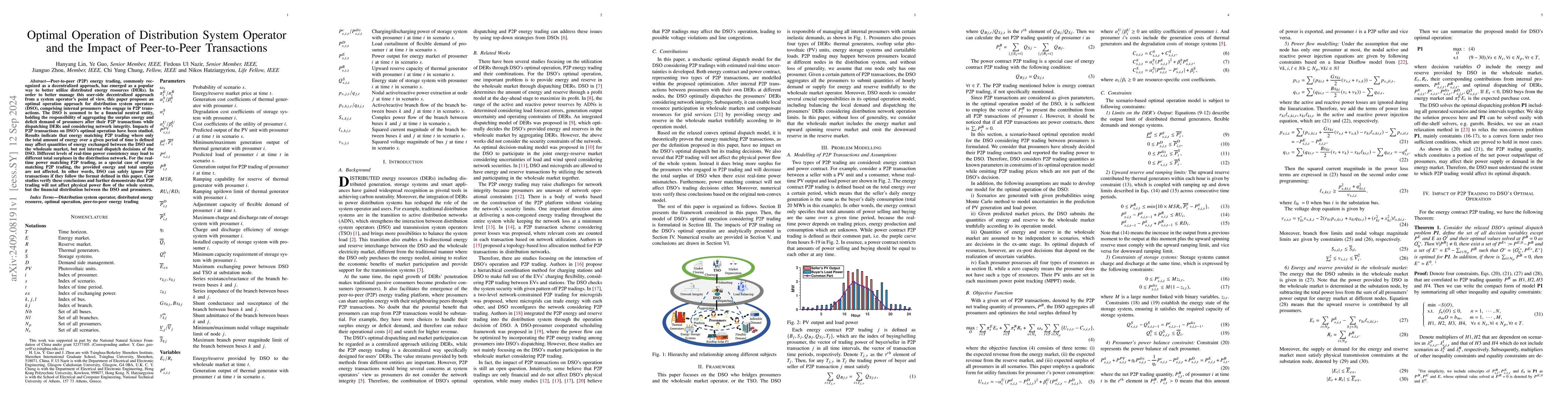 Thumbnail for Optimal Operation of Distribution System Operator and the Impact of
  Peer-to-Peer Transactions