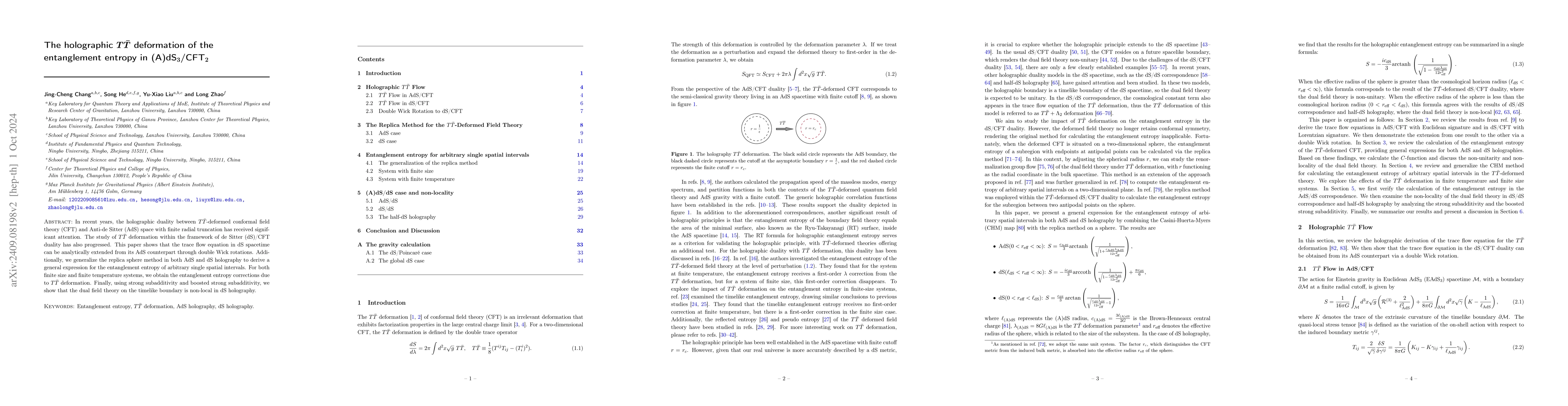 Thumbnail for The holographic $T\bar{T}$ deformation of the entanglement entropy in
  (A)dS$_3$/CFT$_2$