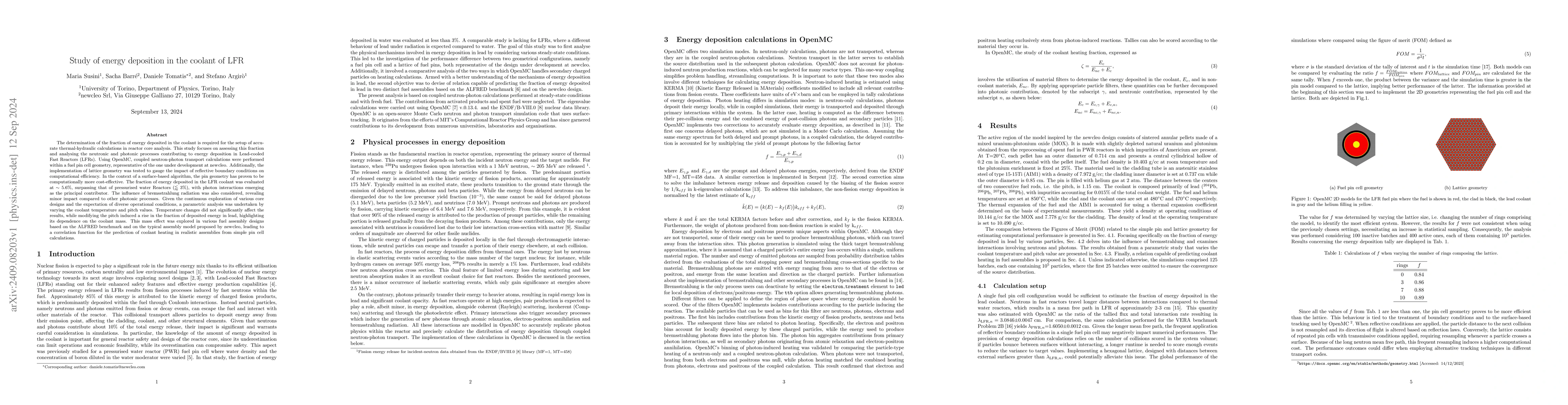 Thumbnail for Study of energy deposition in the coolant of LFR