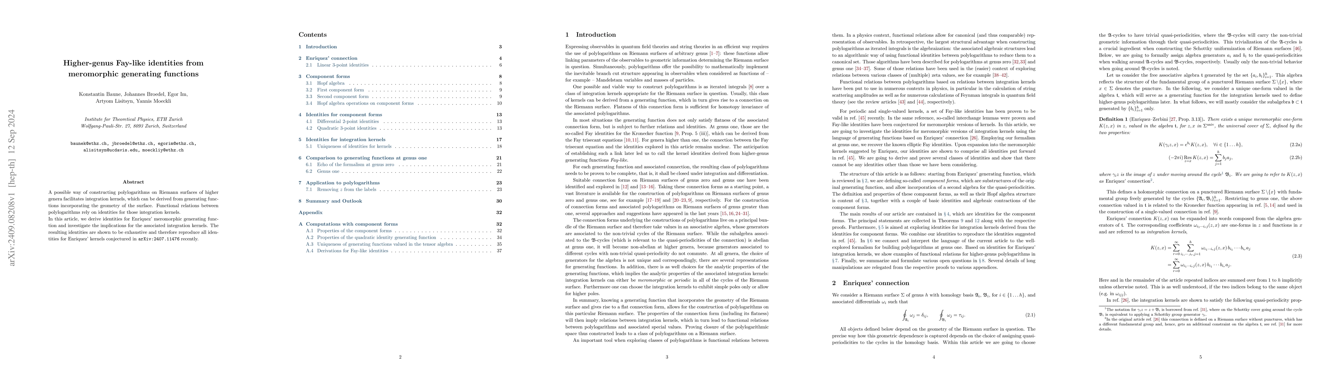 Thumbnail for Higher-genus Fay-like identities from meromorphic generating functions