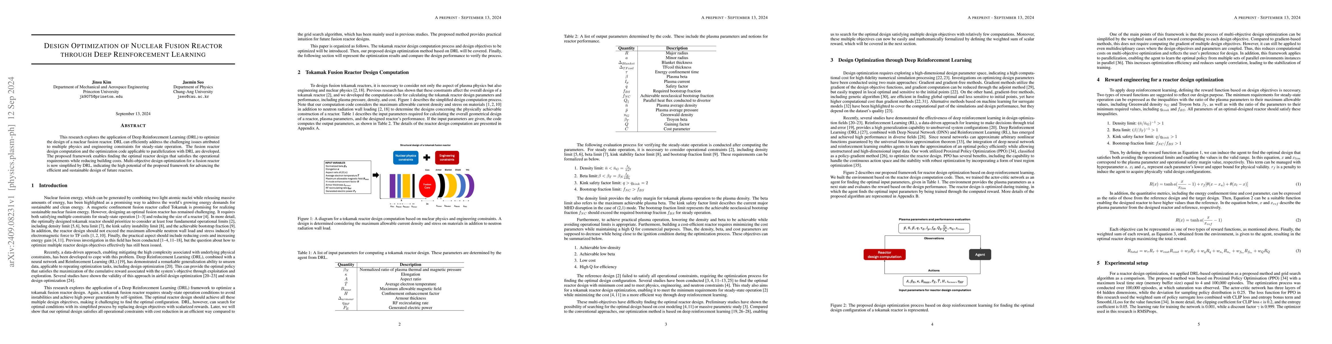 Thumbnail for Design Optimization of Nuclear Fusion Reactor through Deep Reinforcement
  Learning