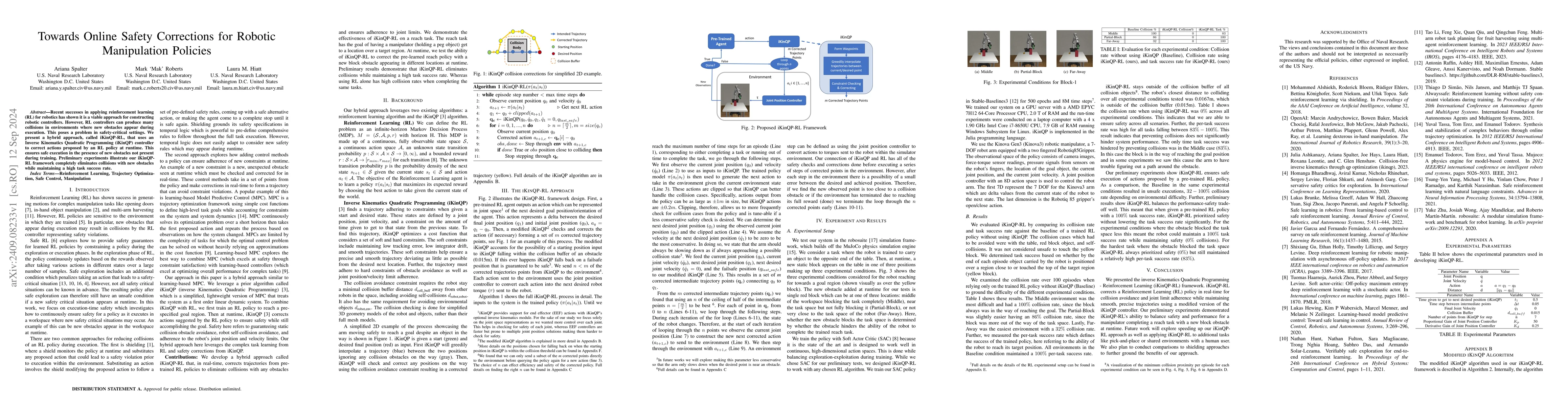Thumbnail for Towards Online Safety Corrections for Robotic Manipulation Policies