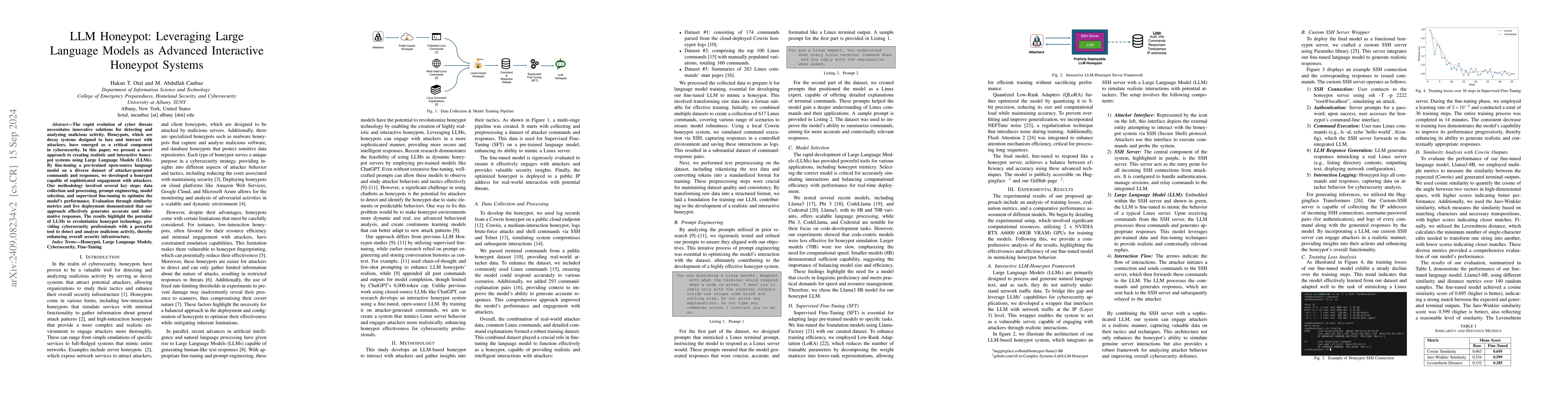 Thumbnail for LLM Honeypot: Leveraging Large Language Models as Advanced Interactive
  Honeypot Systems