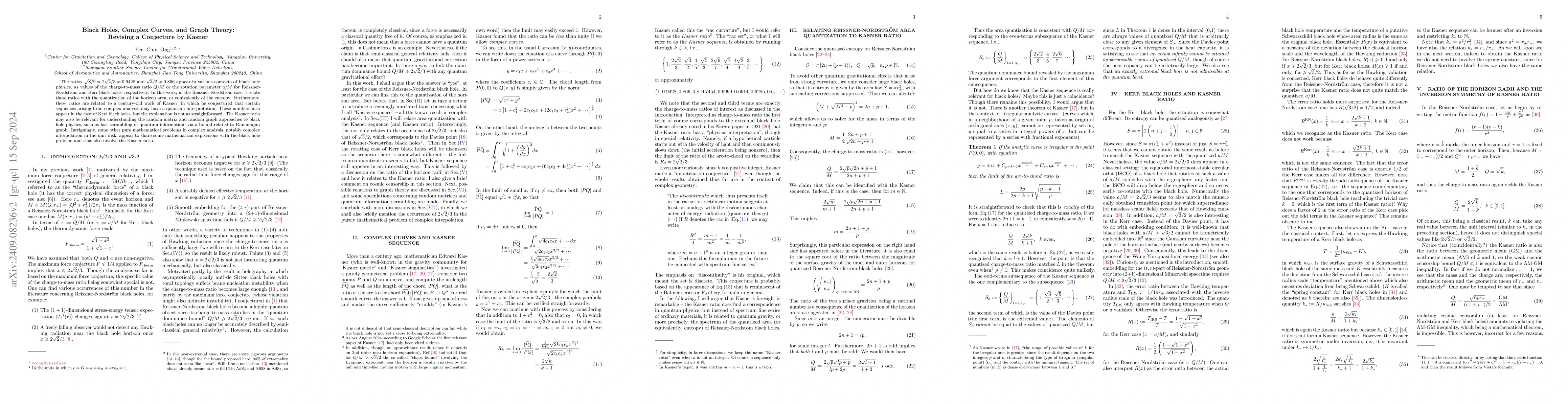 Thumbnail for Black Holes, Complex Curves, and Graph Theory: Revising a Conjecture by
  Kasner