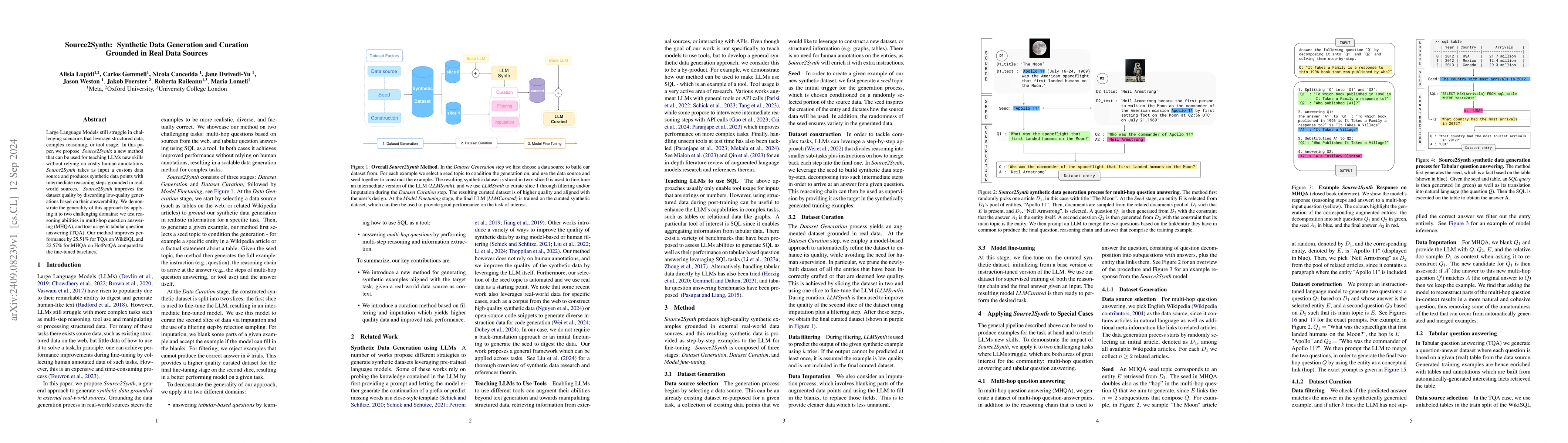 Thumbnail for Source2Synth: Synthetic Data Generation and Curation Grounded in Real
  Data Sources