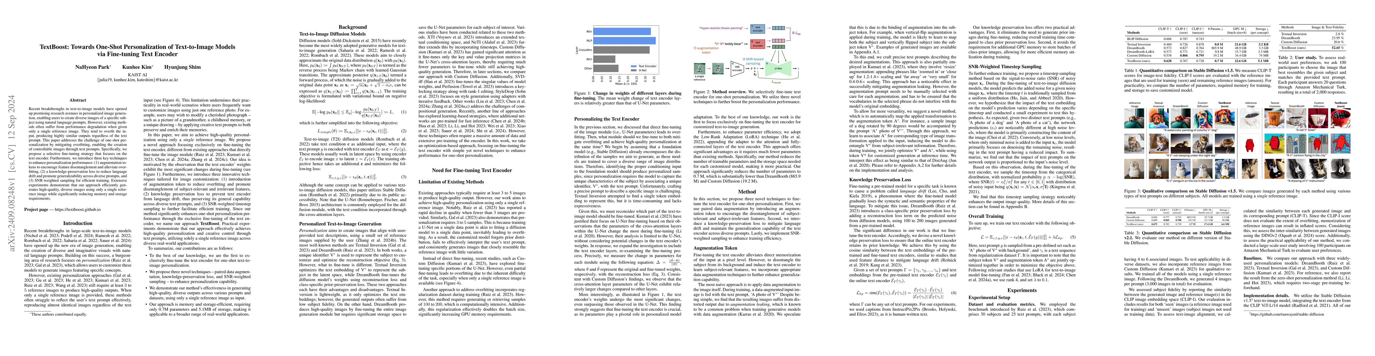 Thumbnail for TextBoost: Towards One-Shot Personalization of Text-to-Image Models via
  Fine-tuning Text Encoder