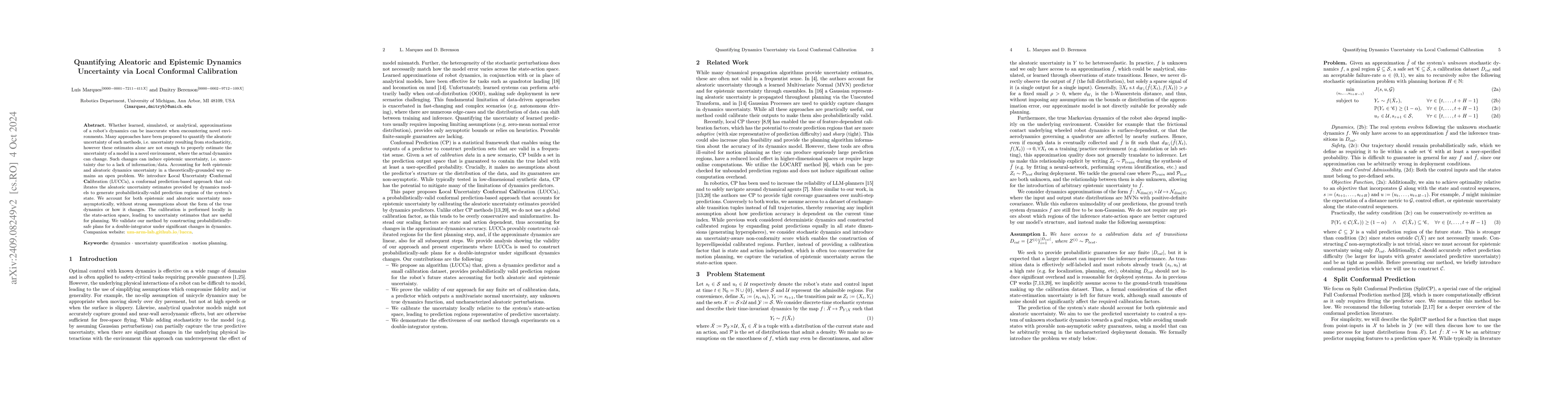 Thumbnail for Quantifying Aleatoric and Epistemic Dynamics Uncertainty via Local
  Conformal Calibration