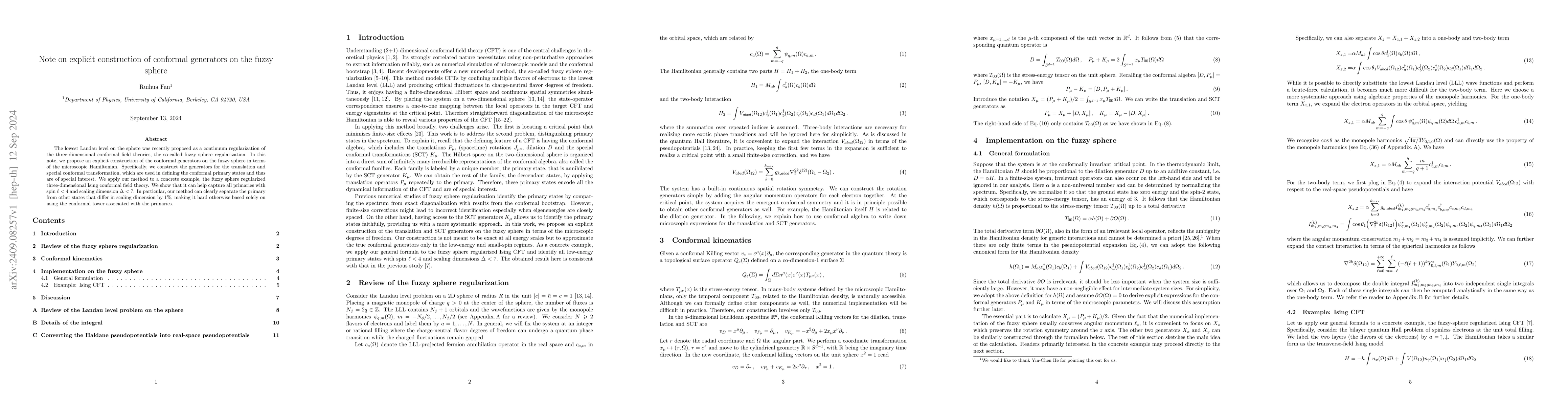 Thumbnail for Note on explicit construction of conformal generators on the fuzzy
  sphere