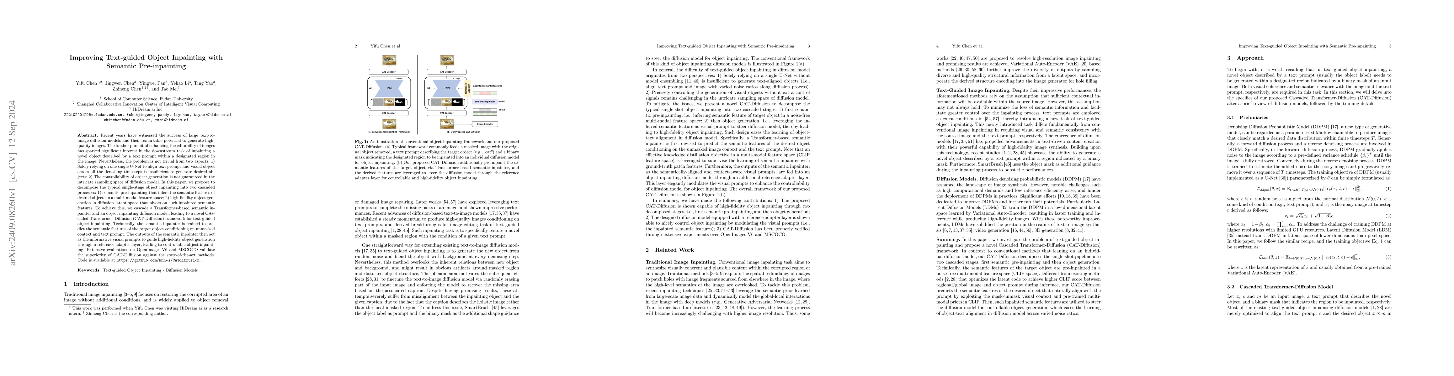 Thumbnail for Improving Text-guided Object Inpainting with Semantic Pre-inpainting