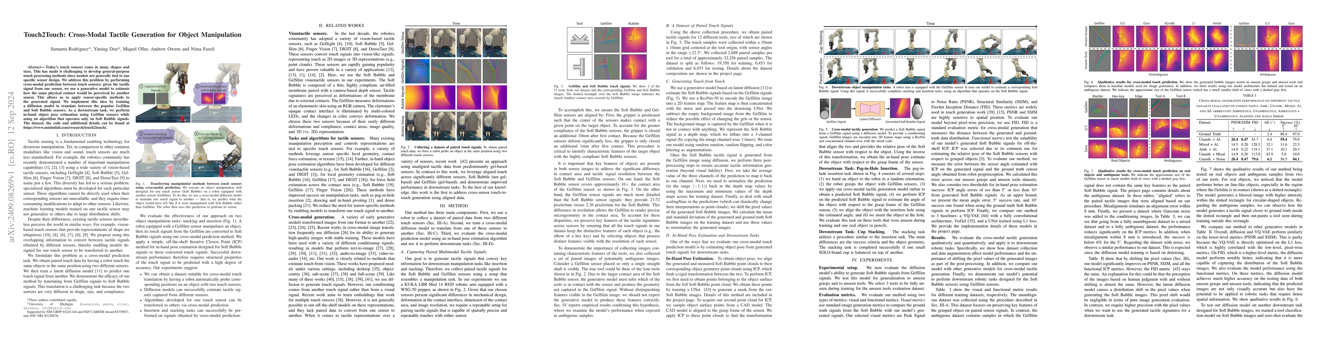 Thumbnail for Touch2Touch: Cross-Modal Tactile Generation for Object Manipulation
